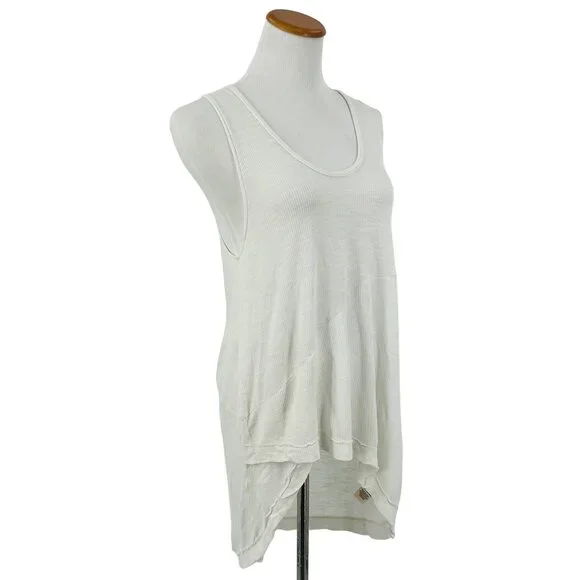 Free People ~ We The Free ~ Ribbed Hi-Lo Asymmetrical Sleeveless Tank Top - Picture 4 of 11